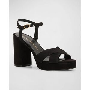 New Stuart Weitzman Dayna Suede Crisscross Platform Sandals Sz US 10